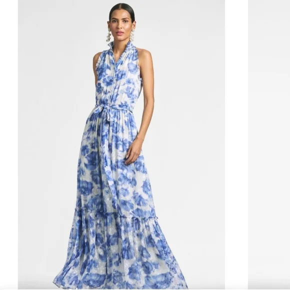 Sachin + Babi | Dresses | 40 Sachin Babi Womens Blue Azure Watercolor Floral  Maxi Dress